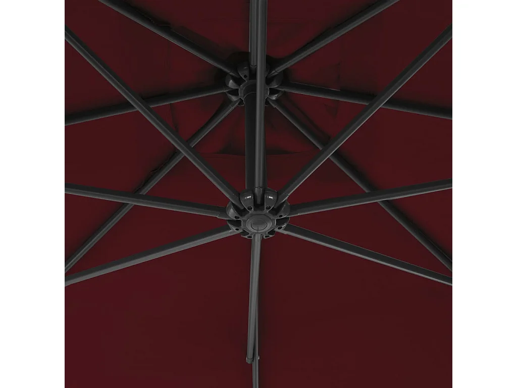 Sondre  Parasol de jardin en porte-à-faux mât en acier rouge bordeaux