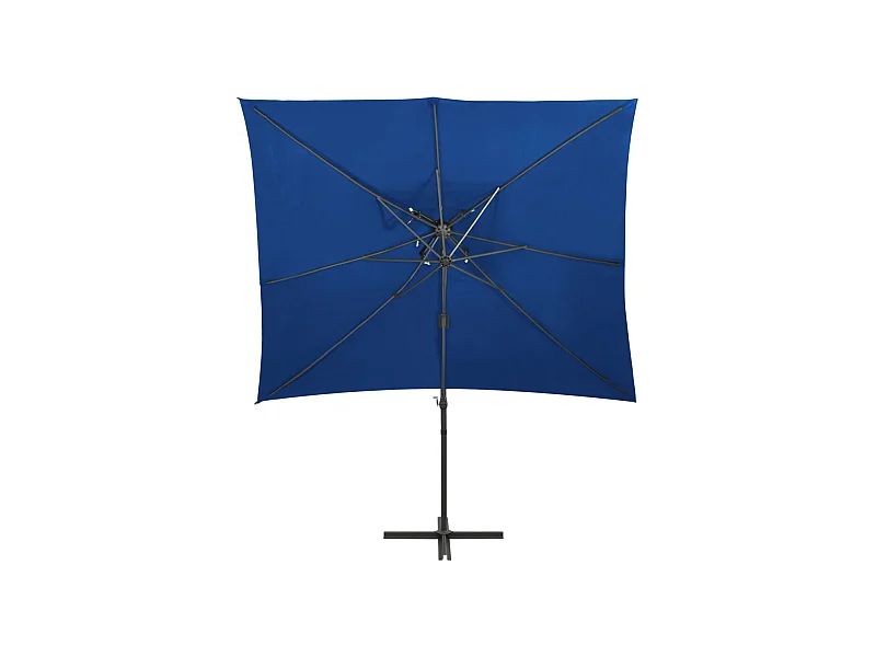 Fahriye  Parasol de jardin en porte-à-faux à double toit bleu azuré