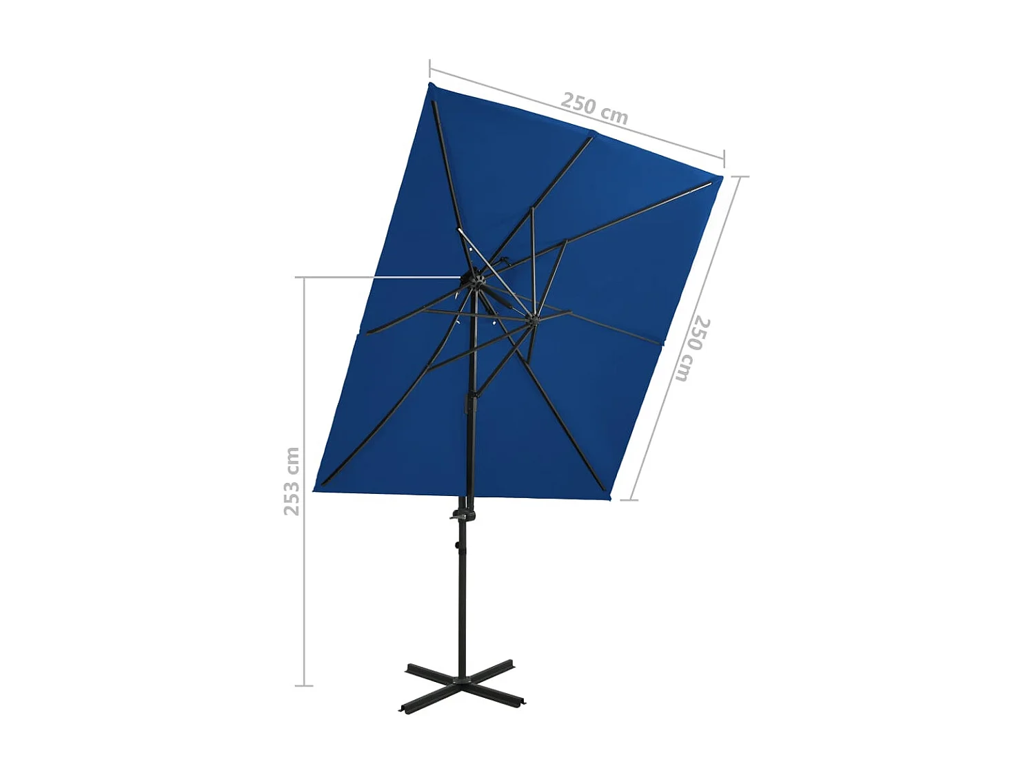 Fahriye  Parasol de jardin en porte-à-faux à double toit bleu azuré