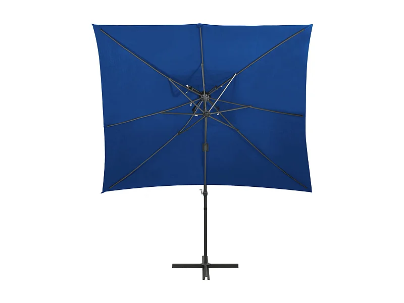 Fahriye  Parasol de jardin en porte-à-faux à double toit bleu azuré