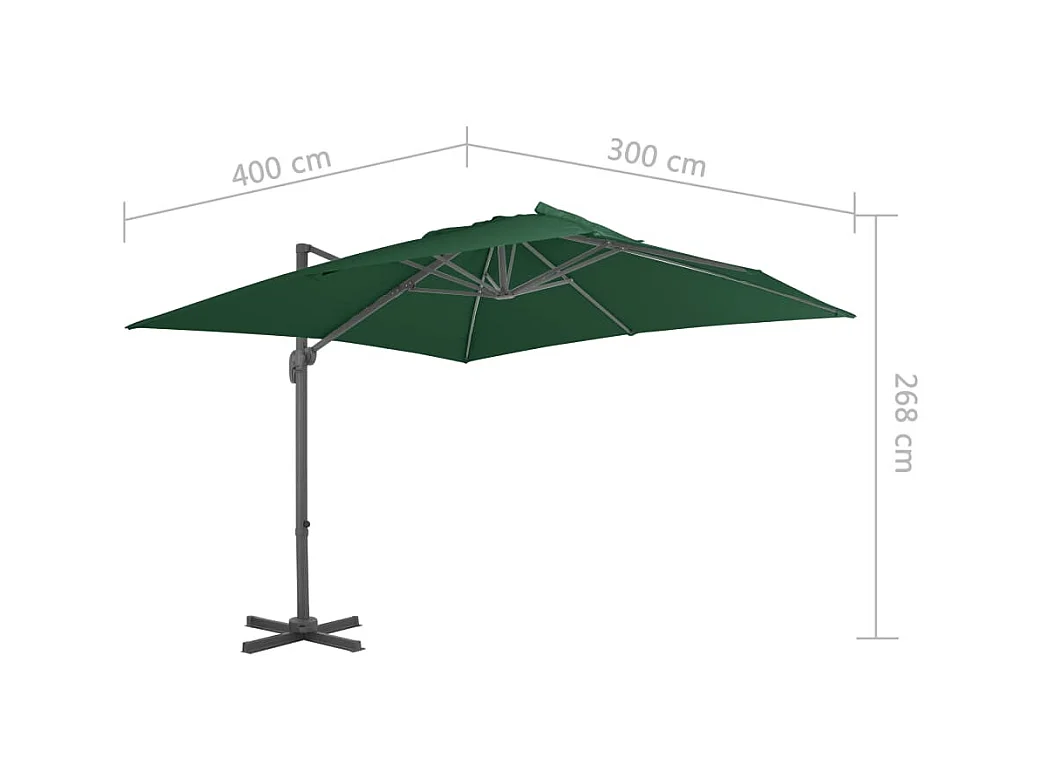Church Point  Parasol de jardin en porte-à-faux et poteau en aluminium vert