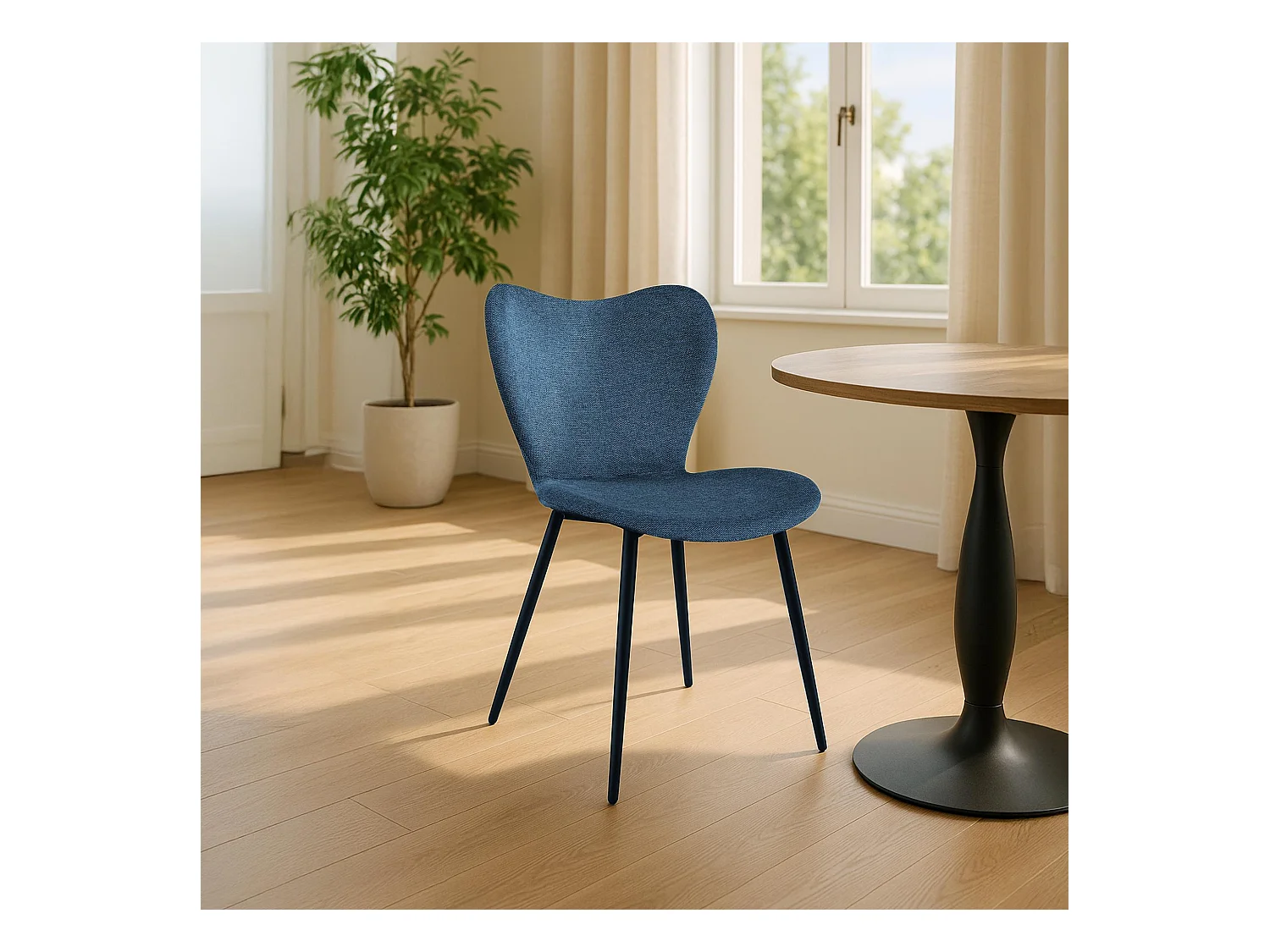 chaise salle à manger - Tissu - Bleu - Maika