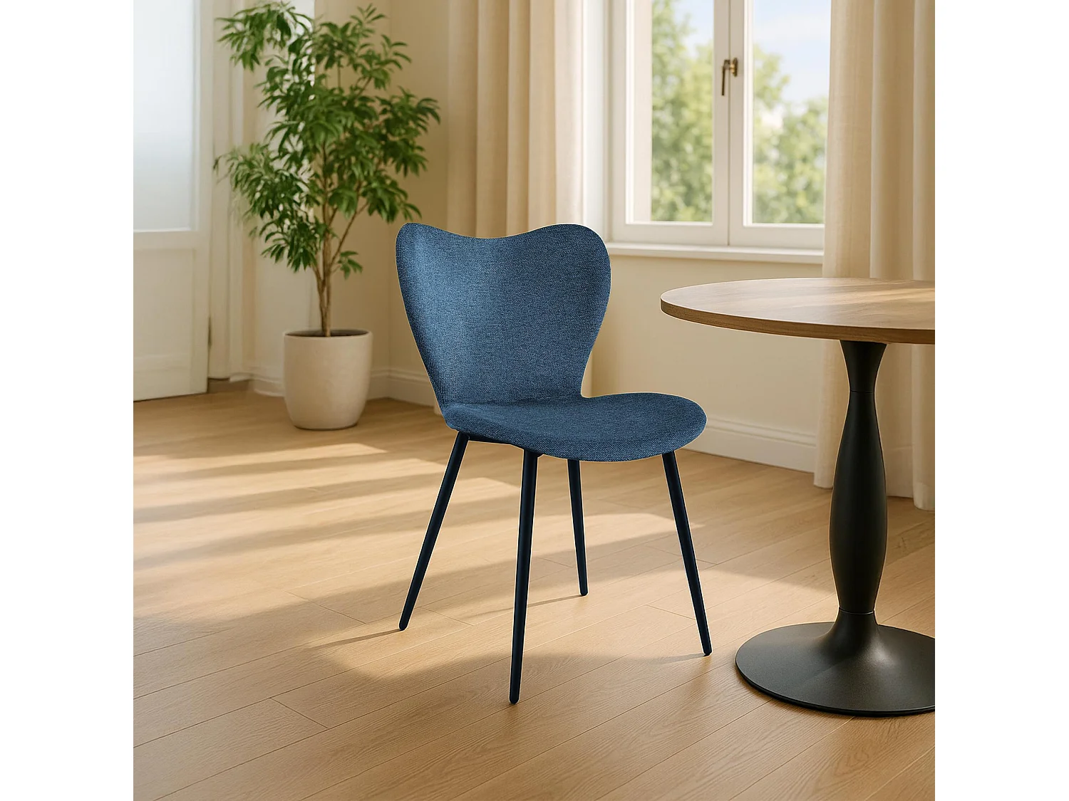 chaise salle à manger - Tissu - Bleu - Maika