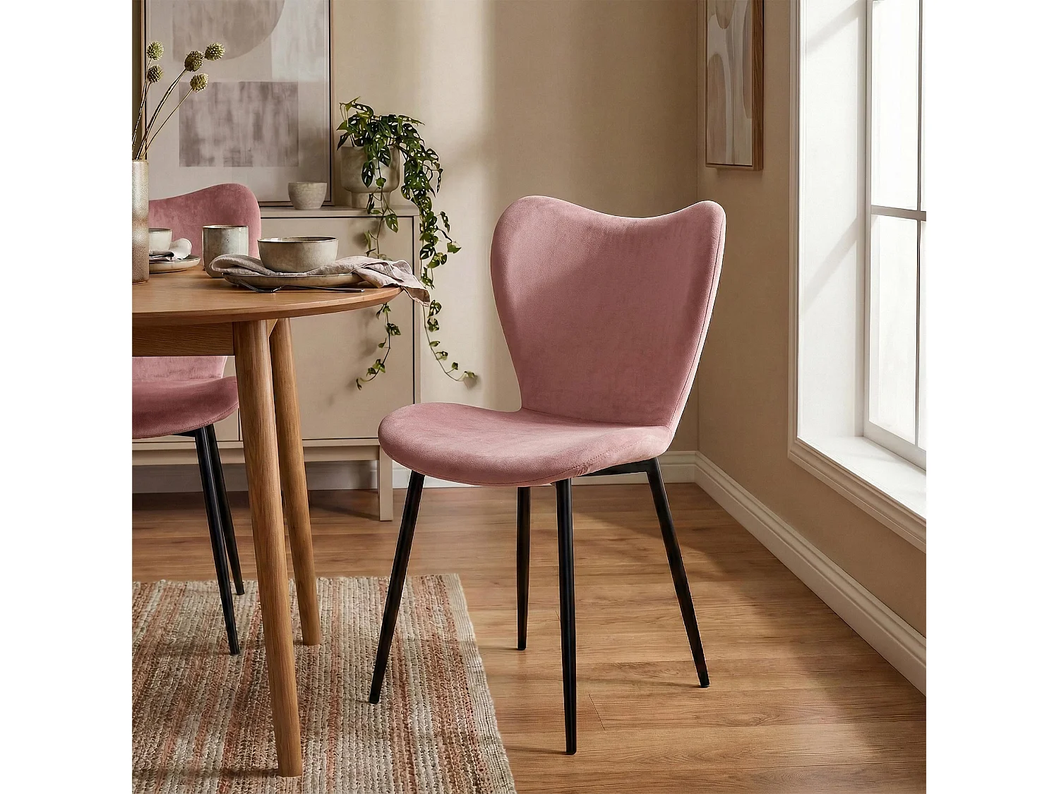 chaise salle à manger - Velours - Rose - Maika