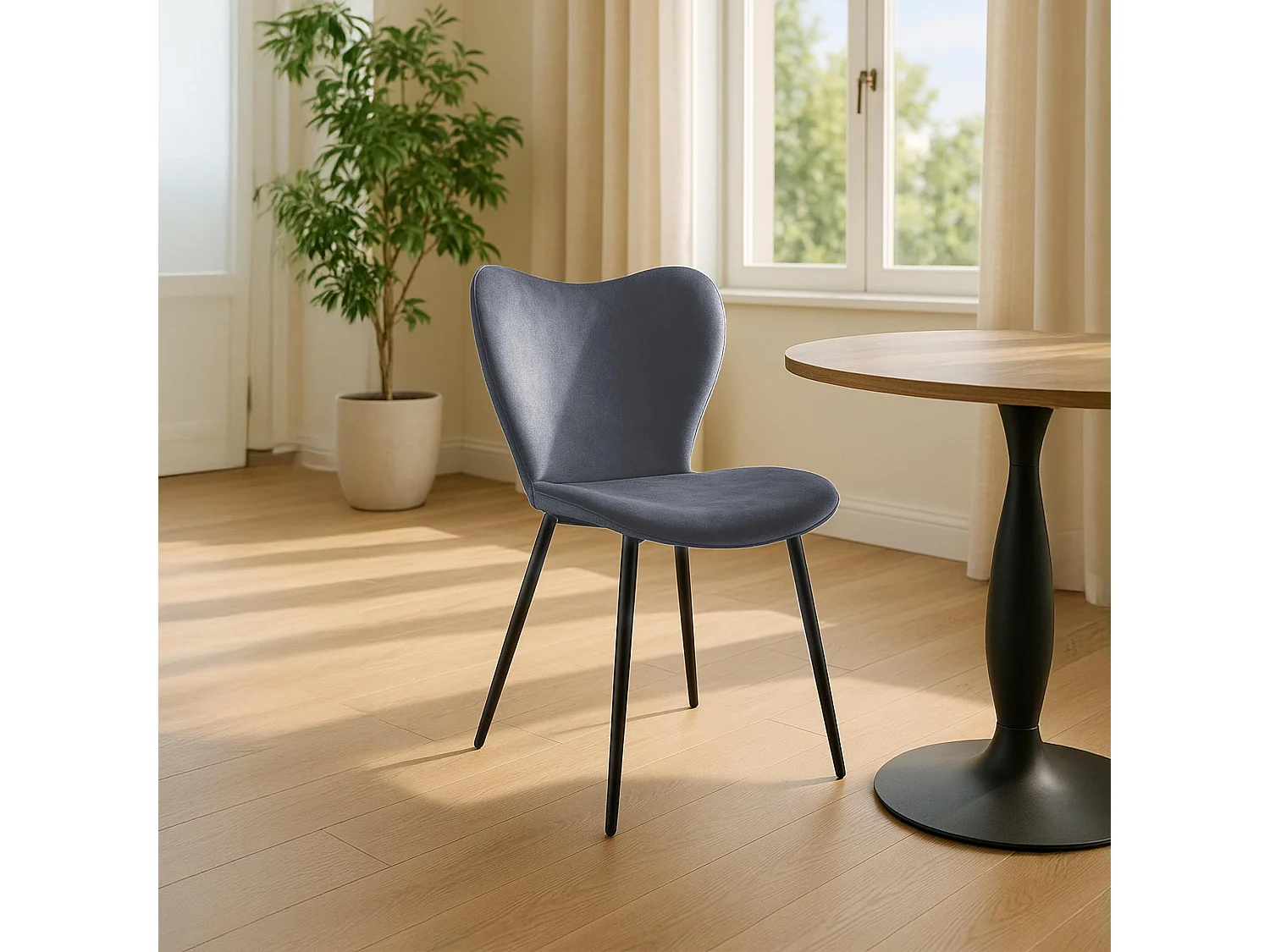 chaise salle à manger - Velours - Gris foncé - Maika