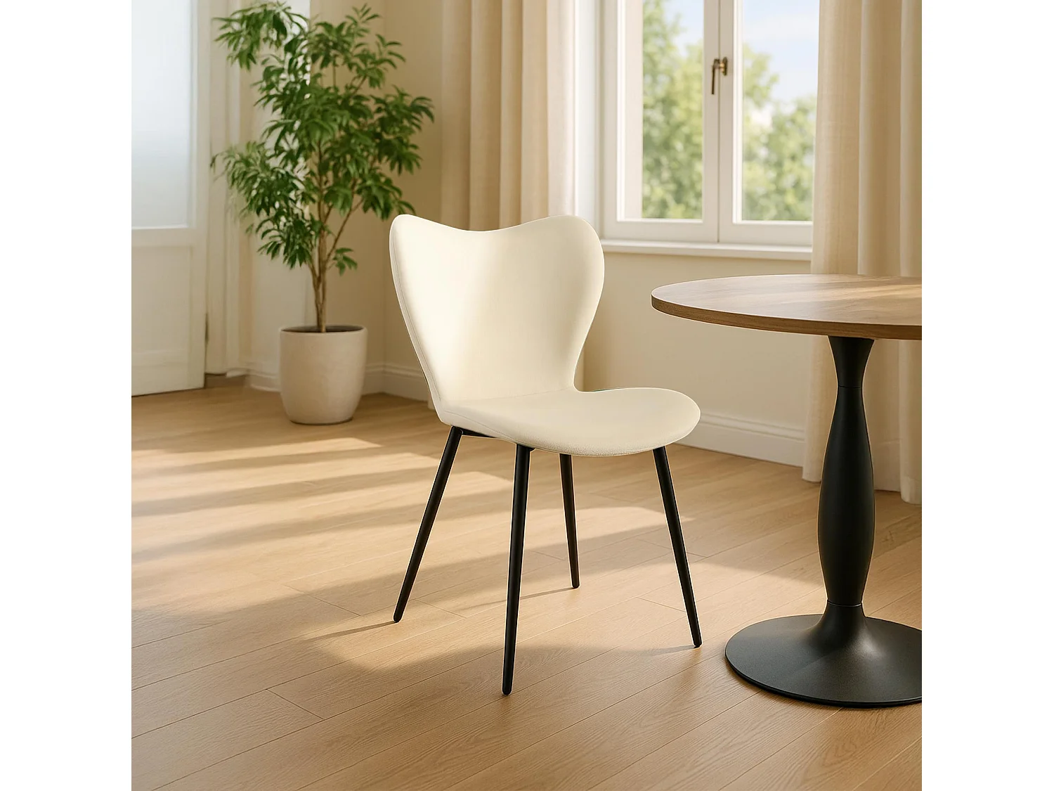 chaise salle à manger - Velours - Crème - Maika