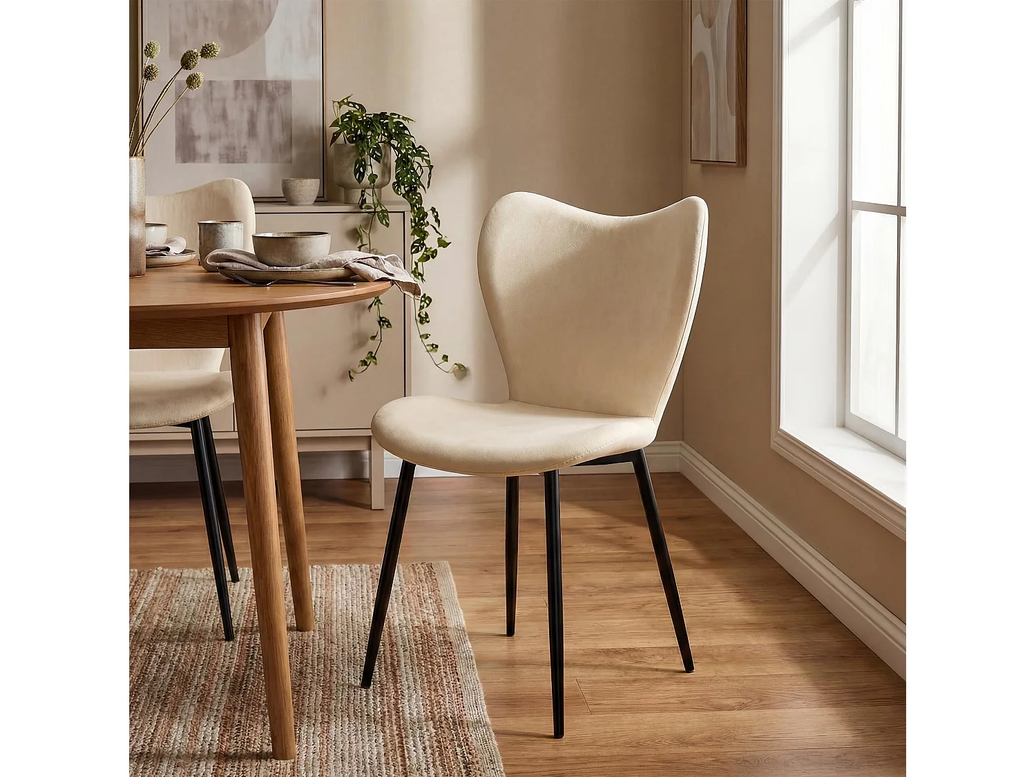 chaise salle à manger - Velours - Crème - Maika