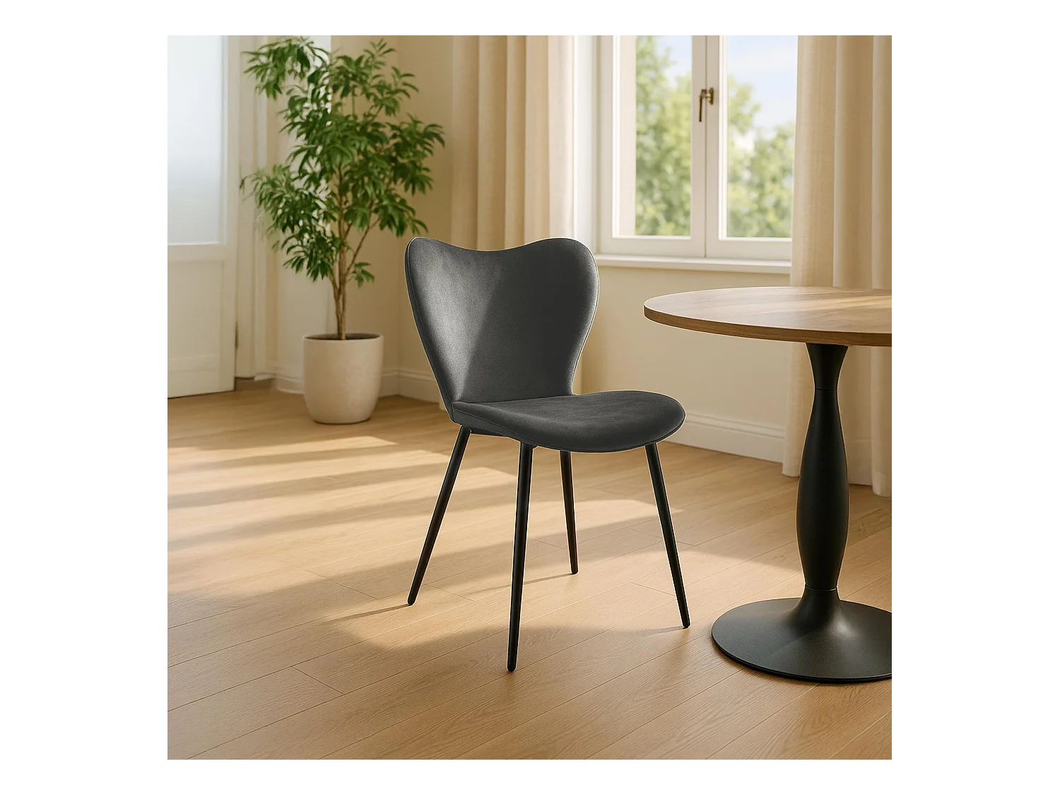 chaise salle à manger - Velours - Anthracite - Maika