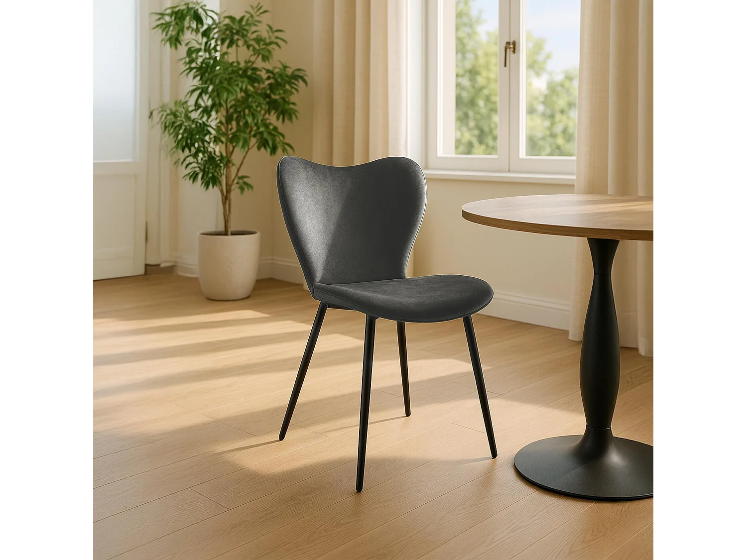 chaise salle à manger - Velours - Anthracite - Maika