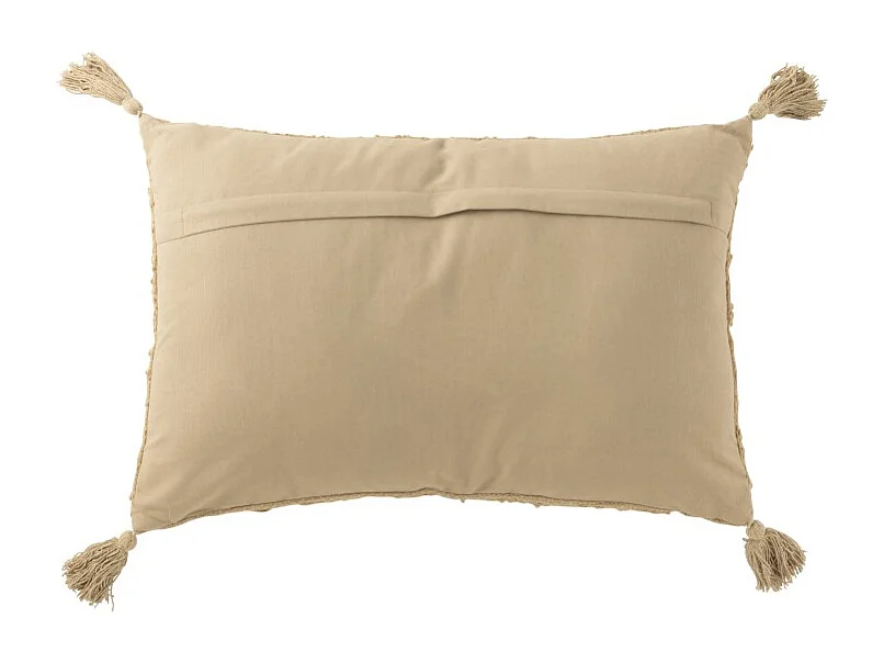 Cojín rectangular con flocado en algodón beige 60x40x12 cm