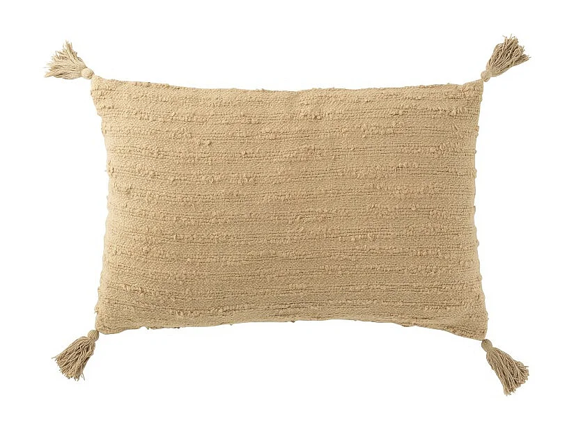 Cojín rectangular con flocado en algodón beige 60x40x12 cm