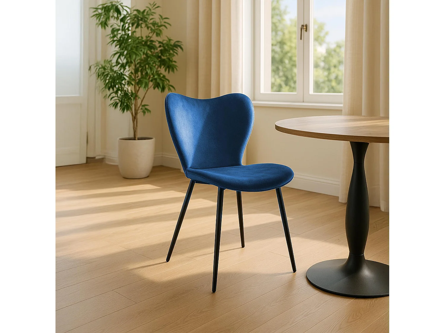 chaise salle à manger - Velours - Bleu foncé - Maika