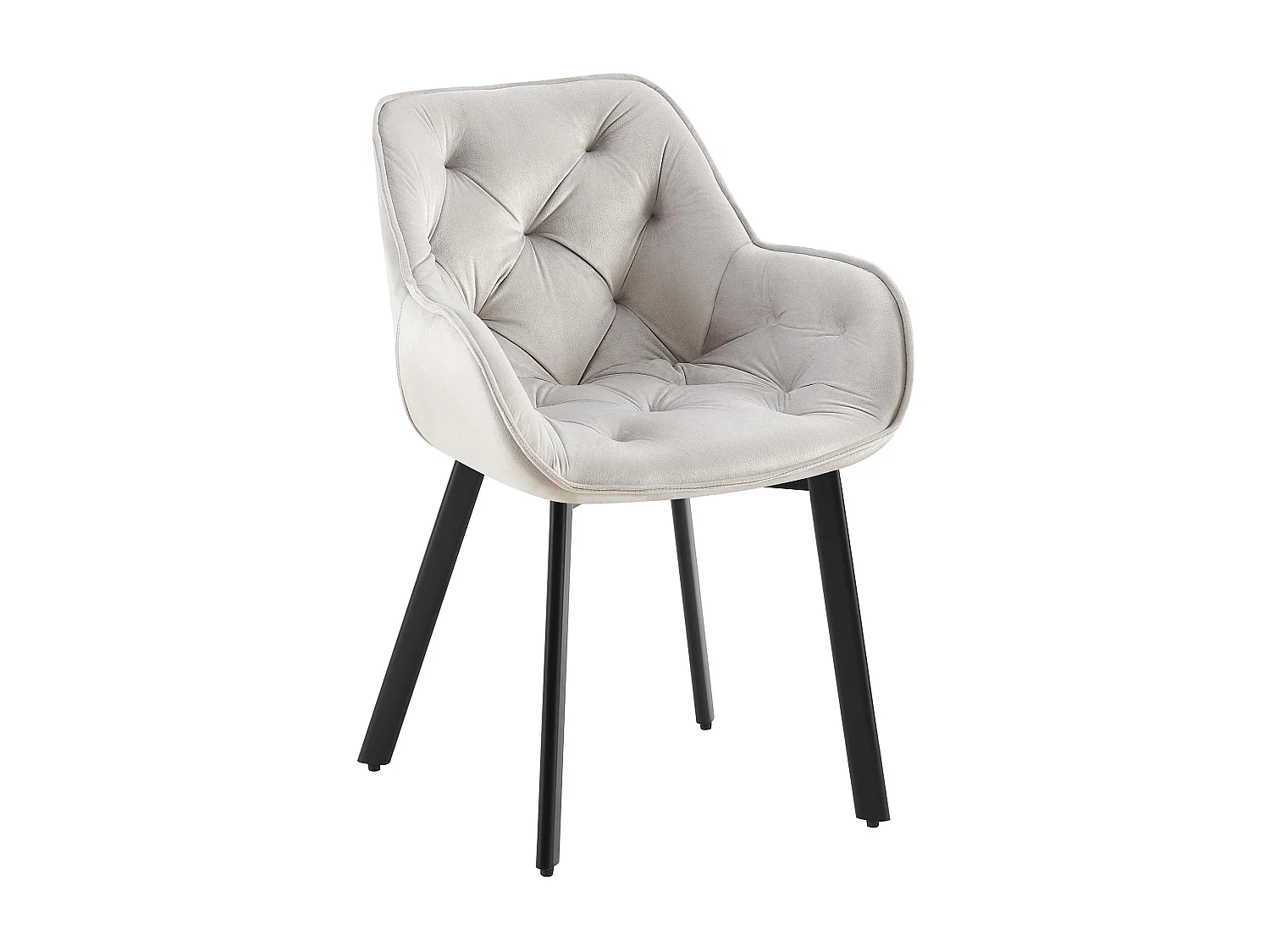 Lot de 2  chaises avec accoudoirs - Velours - Gris - Antigo