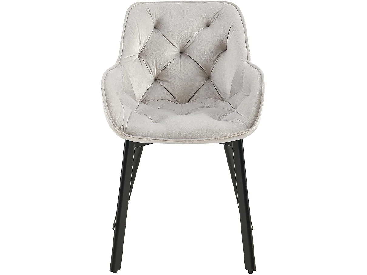 Lot de 2  chaises avec accoudoirs - Velours - Gris - Antigo