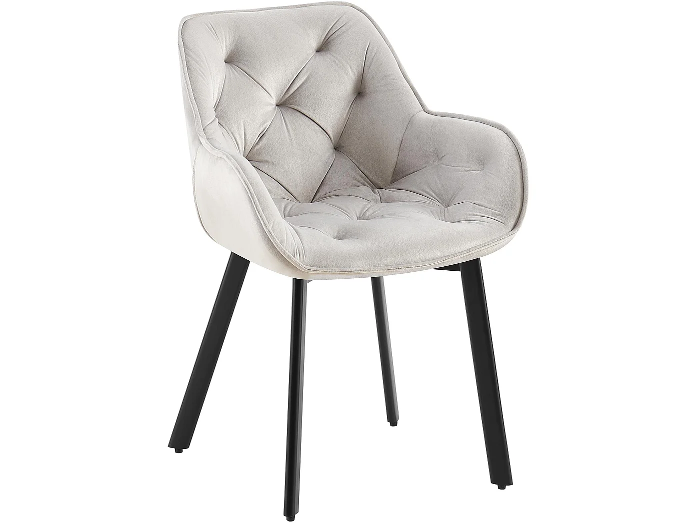 Lot de 2  chaises avec accoudoirs - Velours - Gris - Antigo