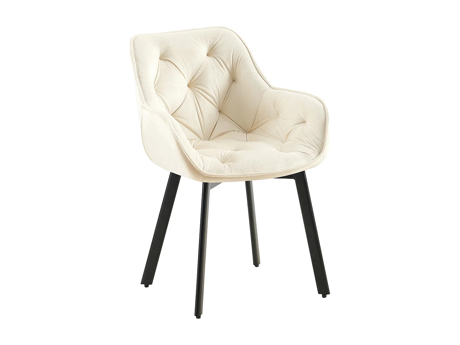 Lot de 2  chaises avec accoudoirs - Velours - Crème - Antigo