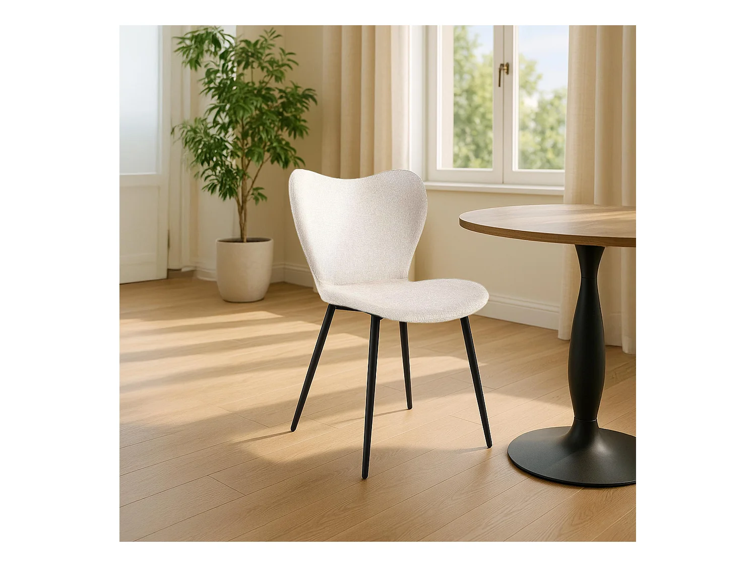 chaise salle à manger - Tissu - Crème - Maika