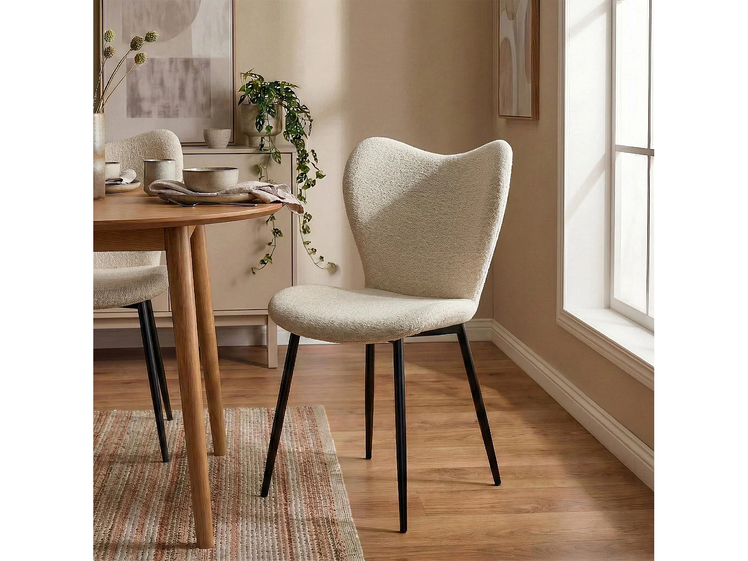 chaise salle à manger - Tissu - Crème - Maika