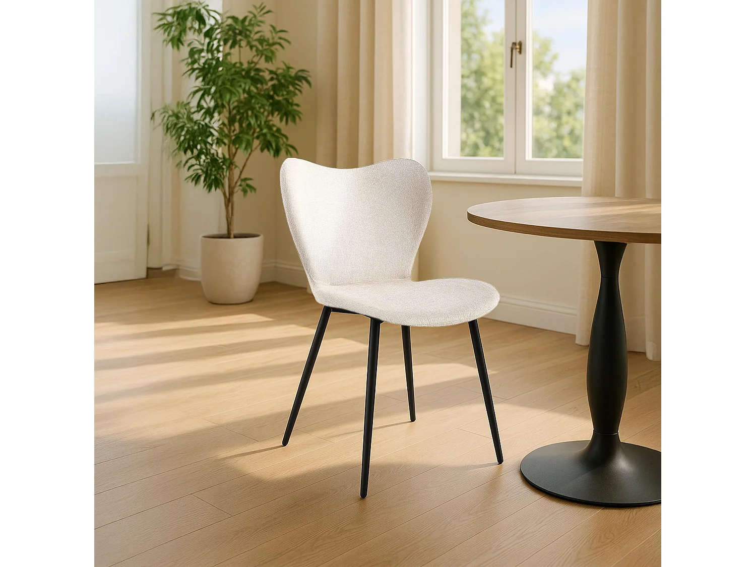 chaise salle à manger - Tissu - Crème - Maika