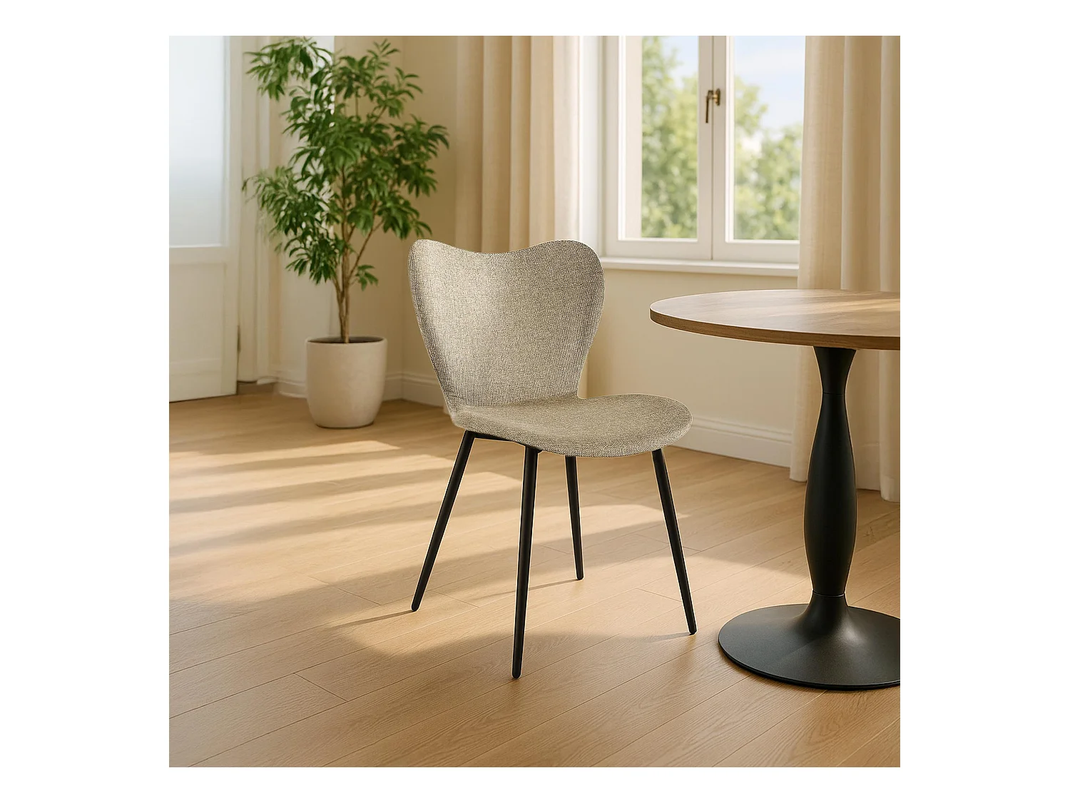 chaise salle à manger - Tissu - Taupe - Maika