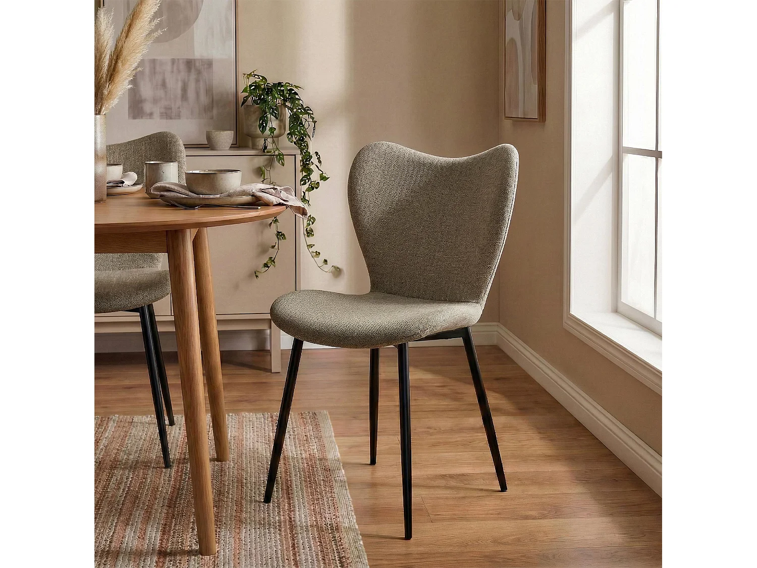 chaise salle à manger - Tissu - Taupe - Maika