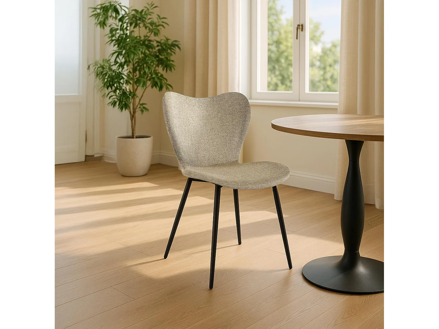 chaise salle à manger - Tissu - Taupe - Maika