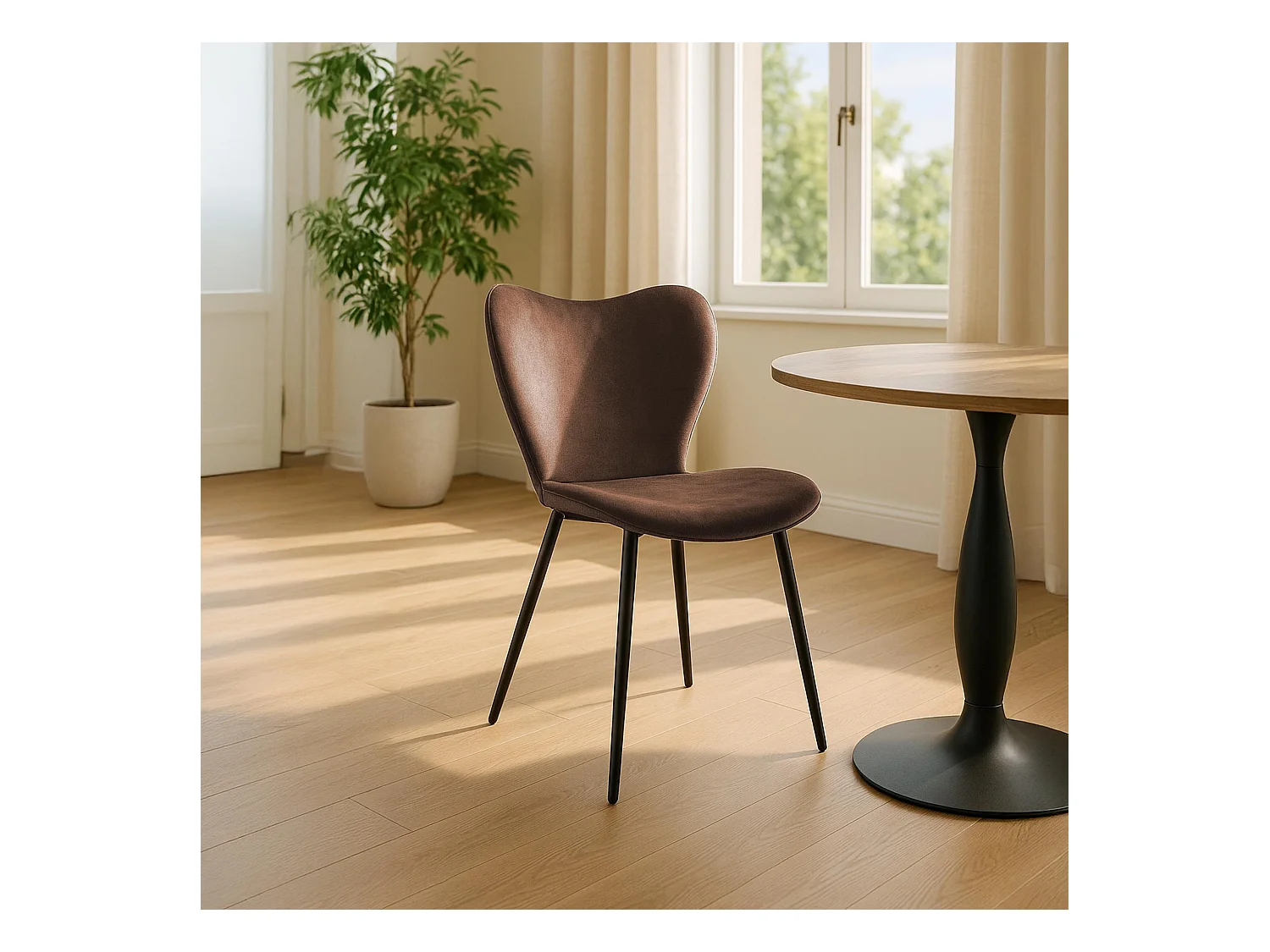 chaise salle à manger - Velours - Marron - Maika