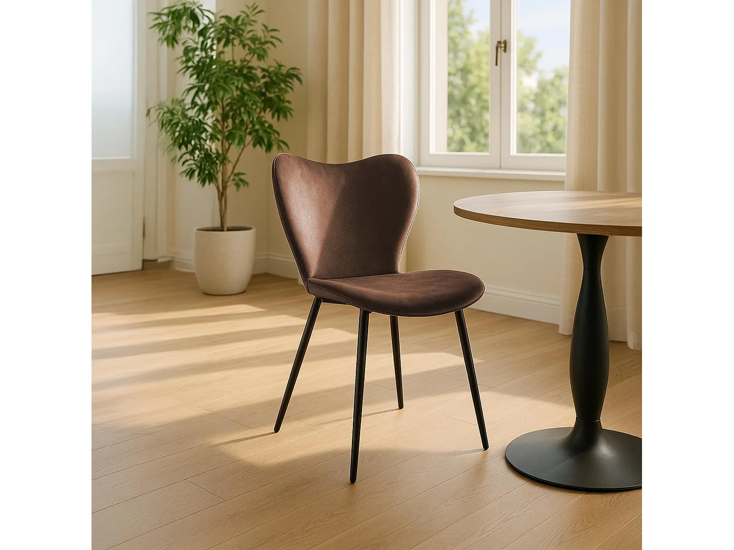 chaise salle à manger - Velours - Marron - Maika