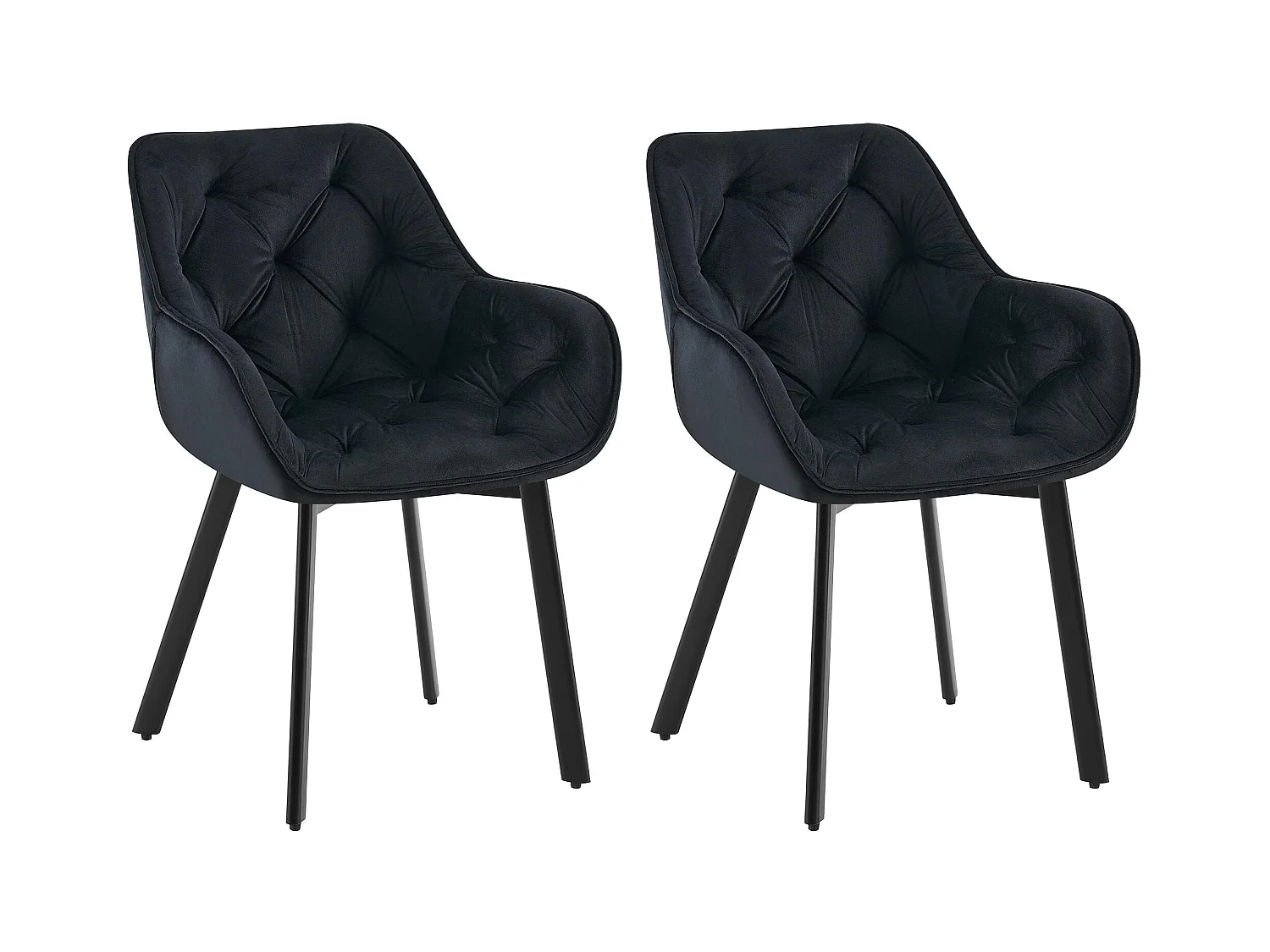Lot de 2  chaises avec accoudoirs - Velours - Noir - Antigo