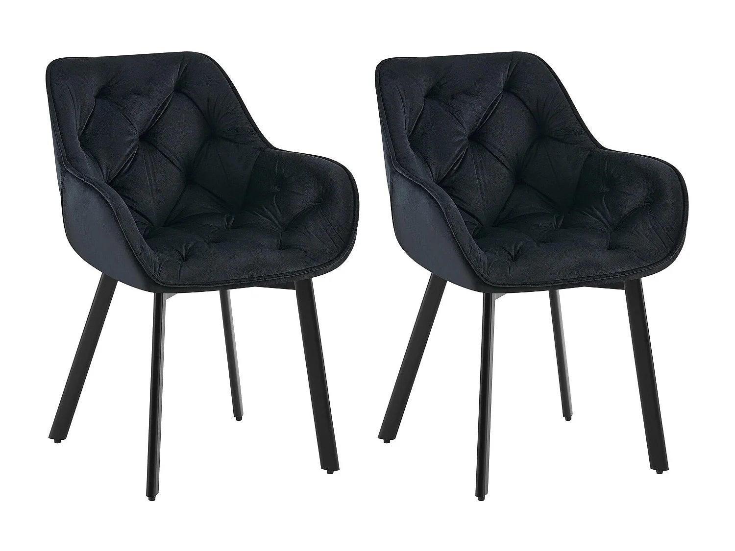 Lot de 2  chaises avec accoudoirs - Velours - Noir - Antigo
