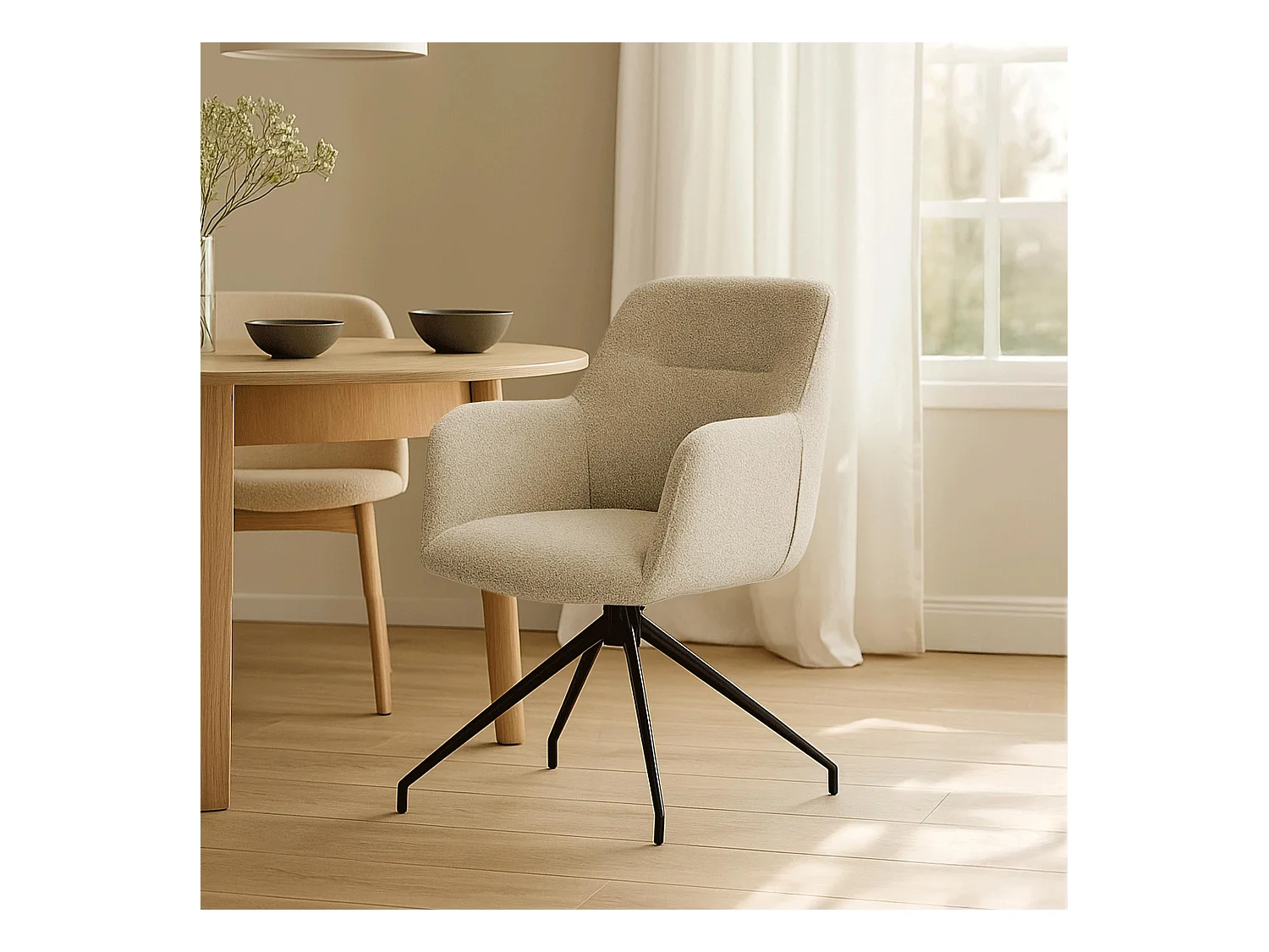 chaises avec accoudoirs - Tissu - Taupe - Merlinda