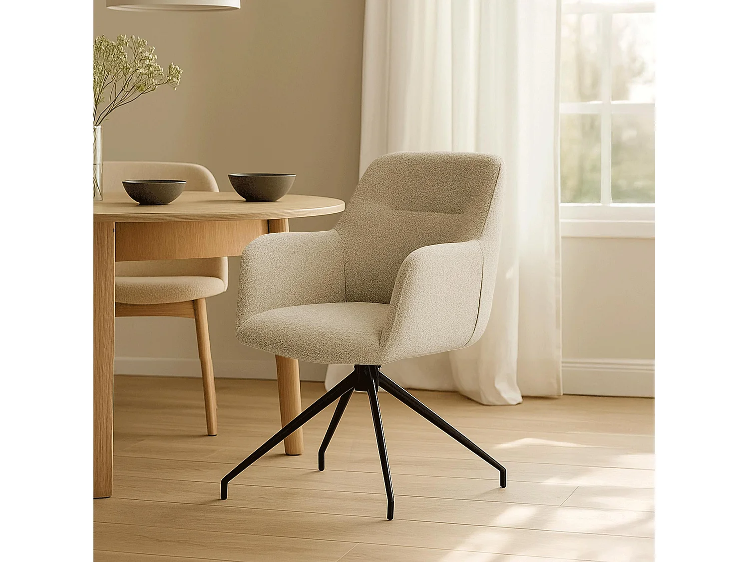 chaises avec accoudoirs - Tissu - Taupe - Merlinda