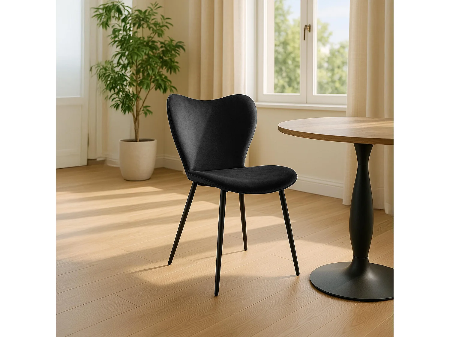 chaise salle à manger - Velours - Noir - Maika