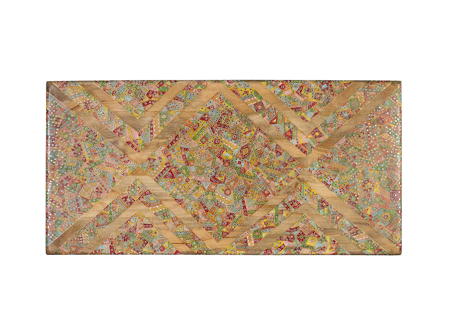 Tête de lit en bois de manguier avec mosaïques artisanales  80 cm