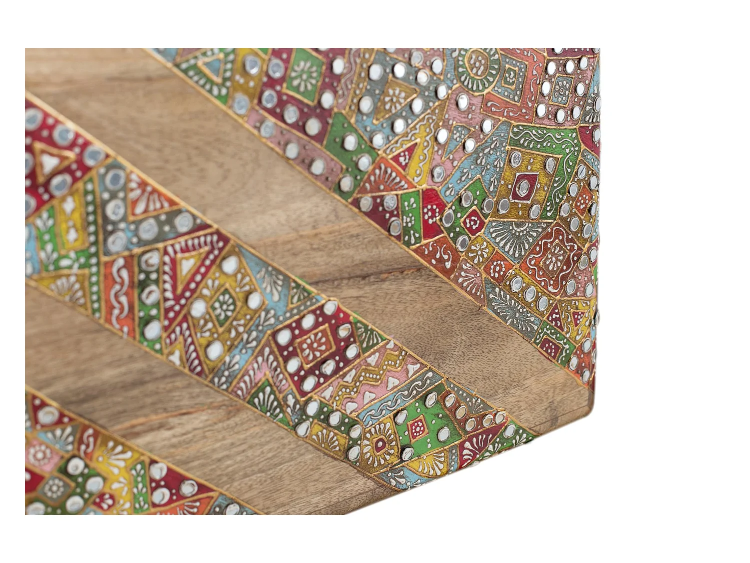 Tête de lit en bois de manguier avec mosaïques artisanales  80 cm