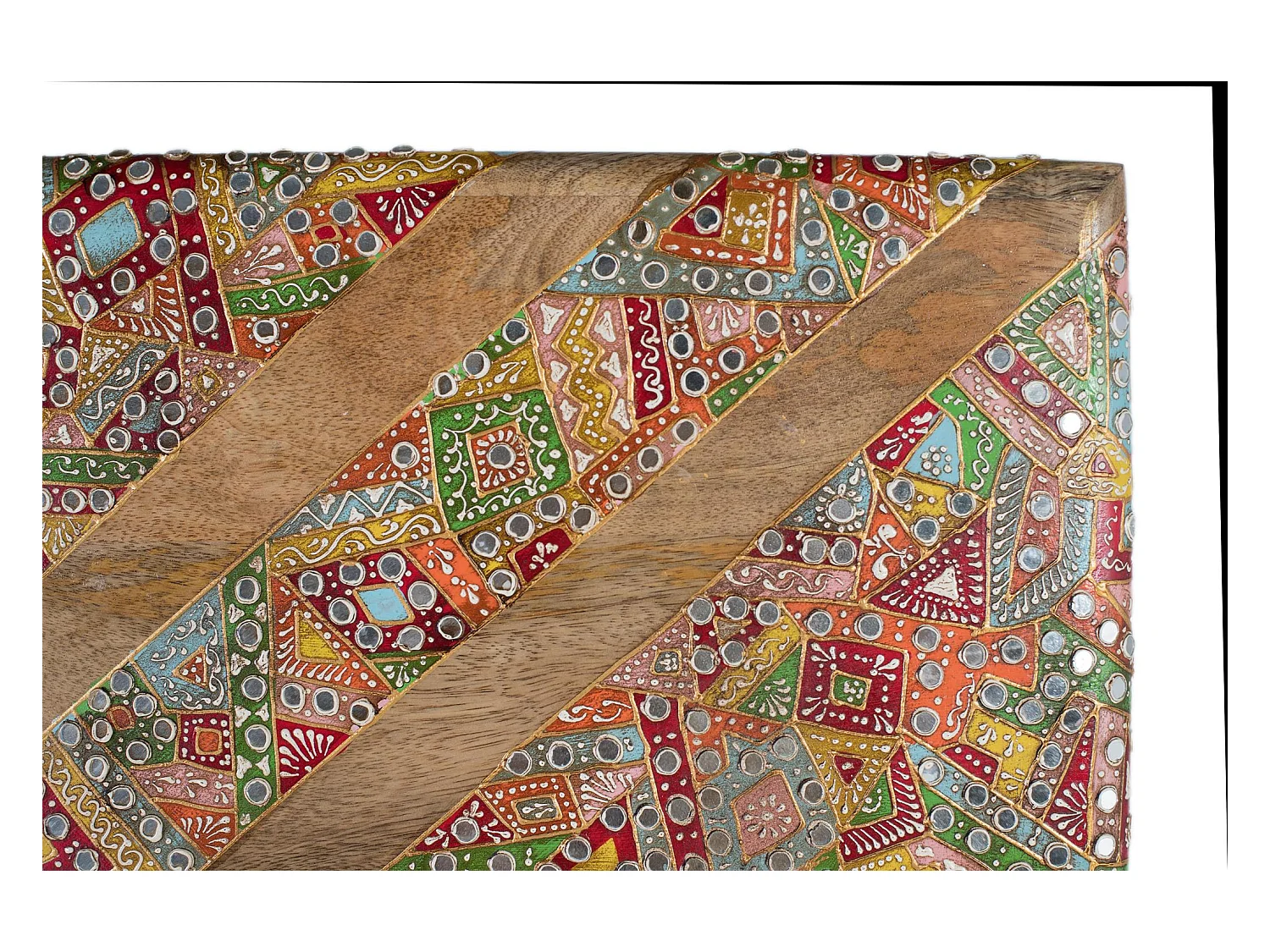 Tête de lit en bois de manguier avec mosaïques artisanales  80 cm