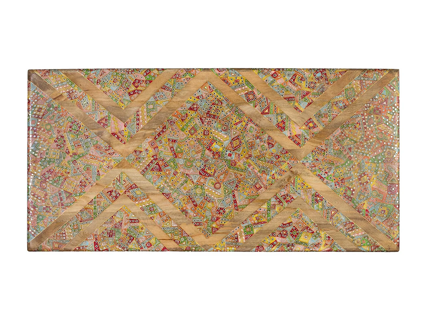 Tête de lit en bois de manguier avec mosaïques artisanales  80 cm