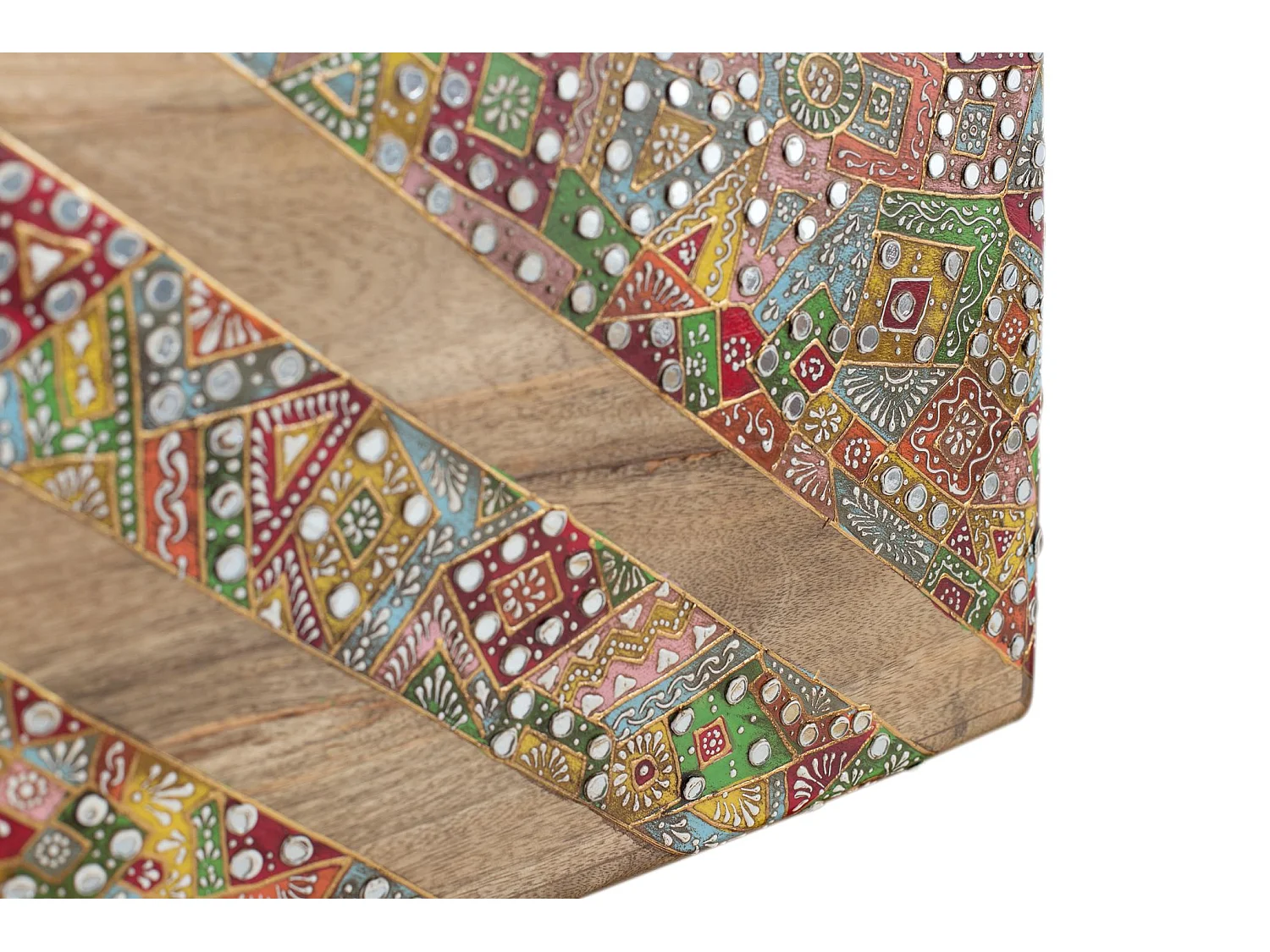 Tête de lit en bois de manguier avec mosaïques artisanales  80 cm