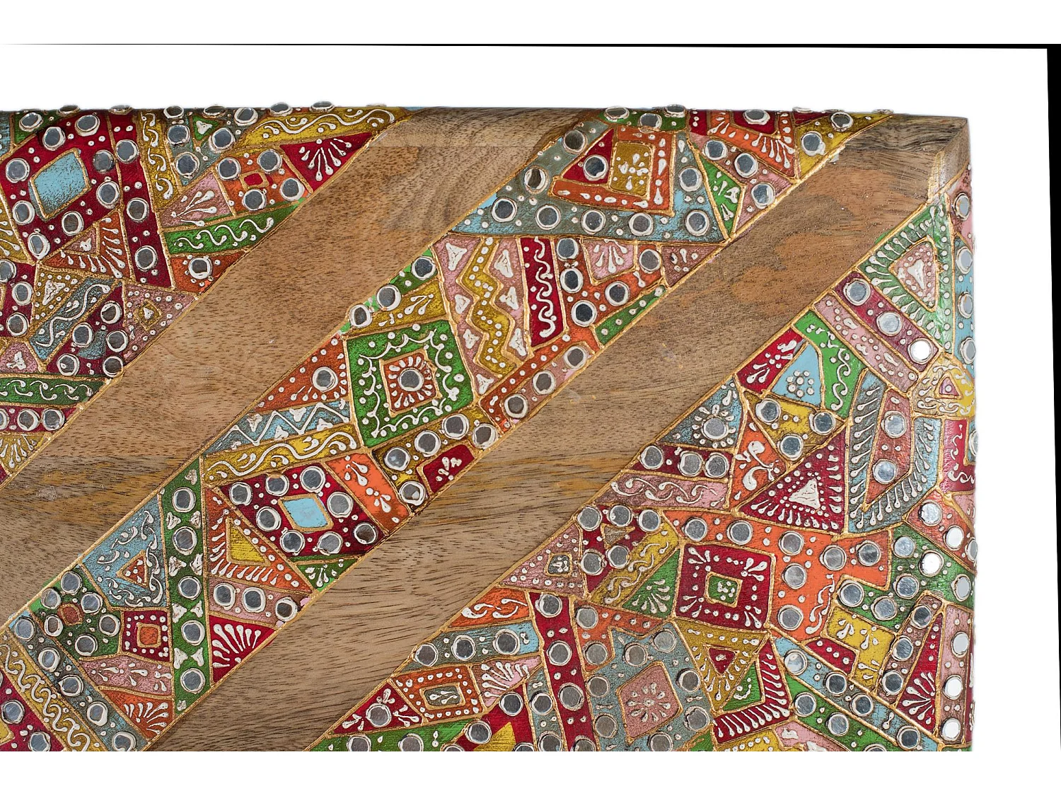 Tête de lit en bois de manguier avec mosaïques artisanales  80 cm