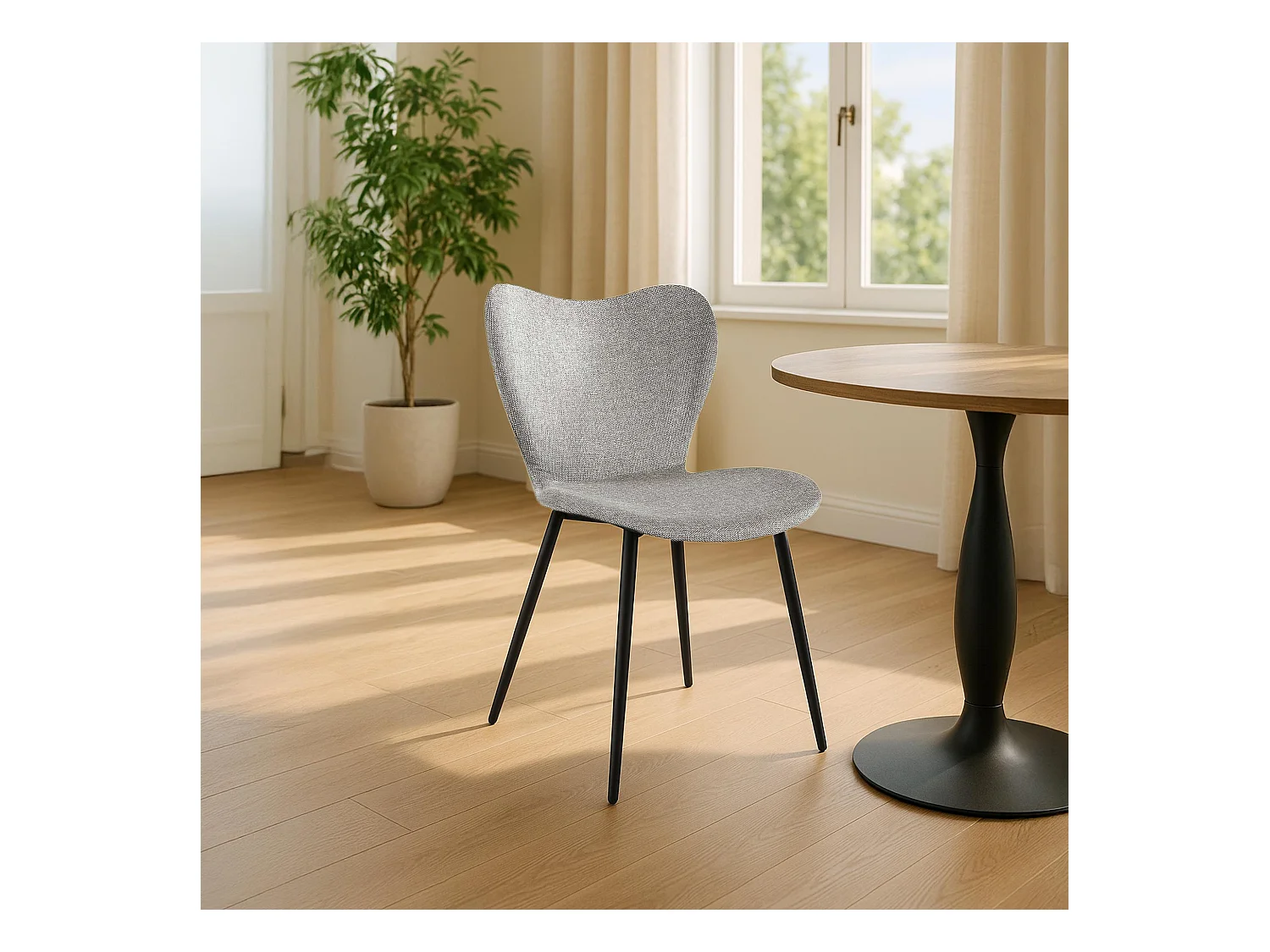 chaise salle à manger - Tissu - Gris - Maika