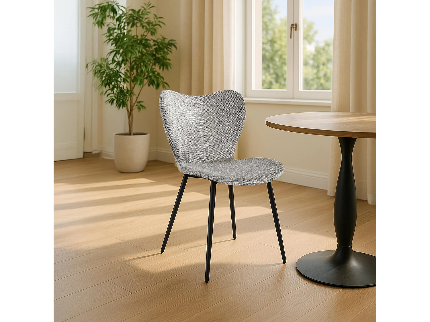 chaise salle à manger - Tissu - Gris - Maika