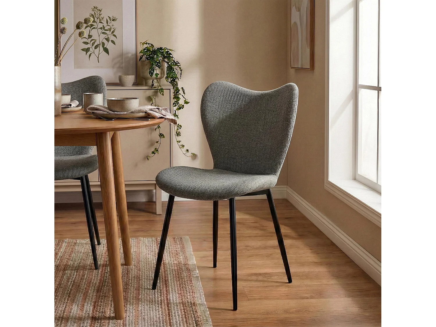 chaise salle à manger - Tissu - Gris - Maika