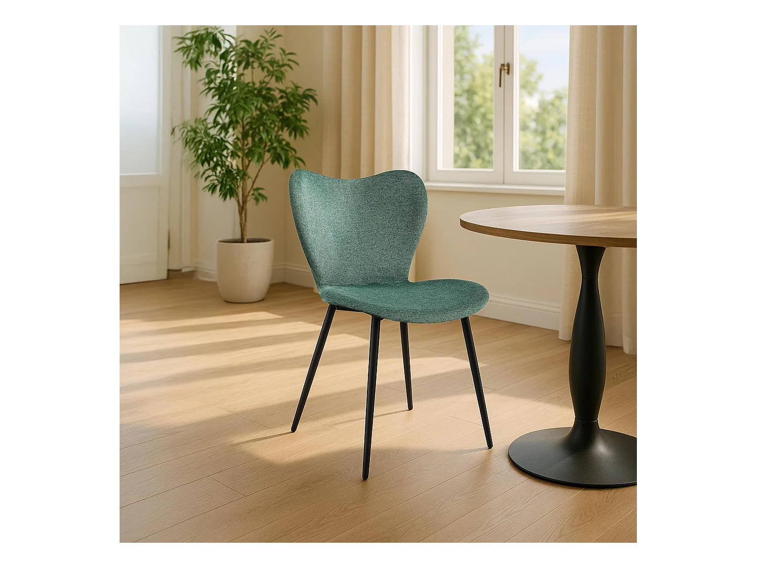 chaise salle à manger - Tissu - Vert - Maika