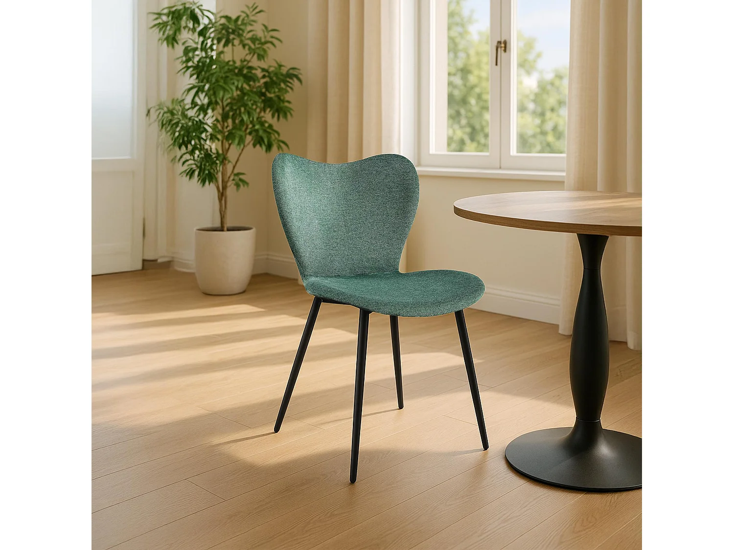 chaise salle à manger - Tissu - Vert - Maika