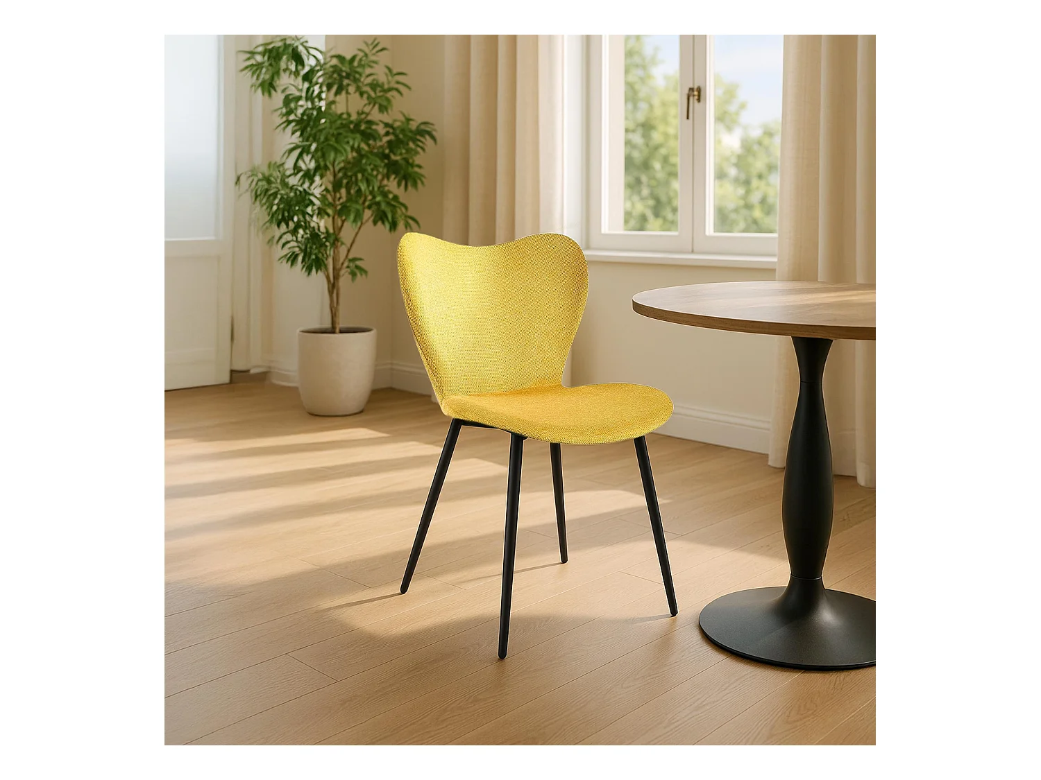 chaise salle à manger - Tissu - Jaune - Maika