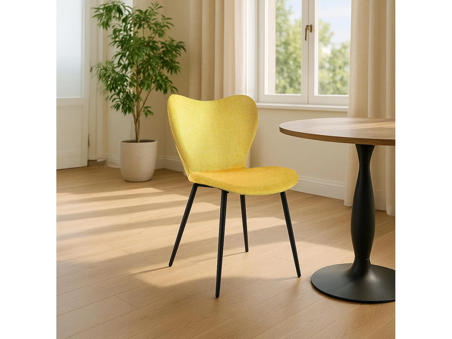 chaise salle à manger - Tissu - Jaune - Maika