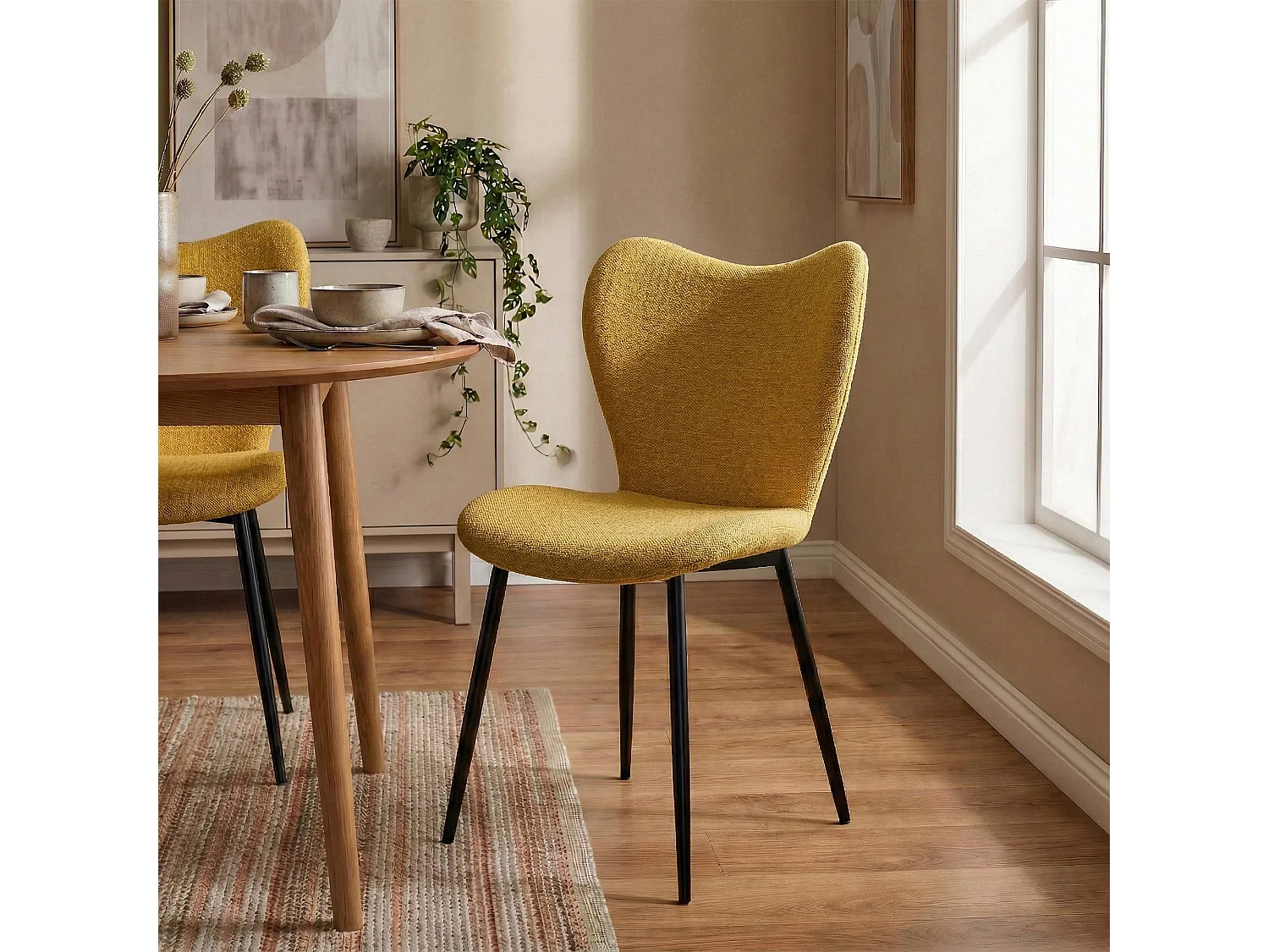 chaise salle à manger - Tissu - Jaune - Maika