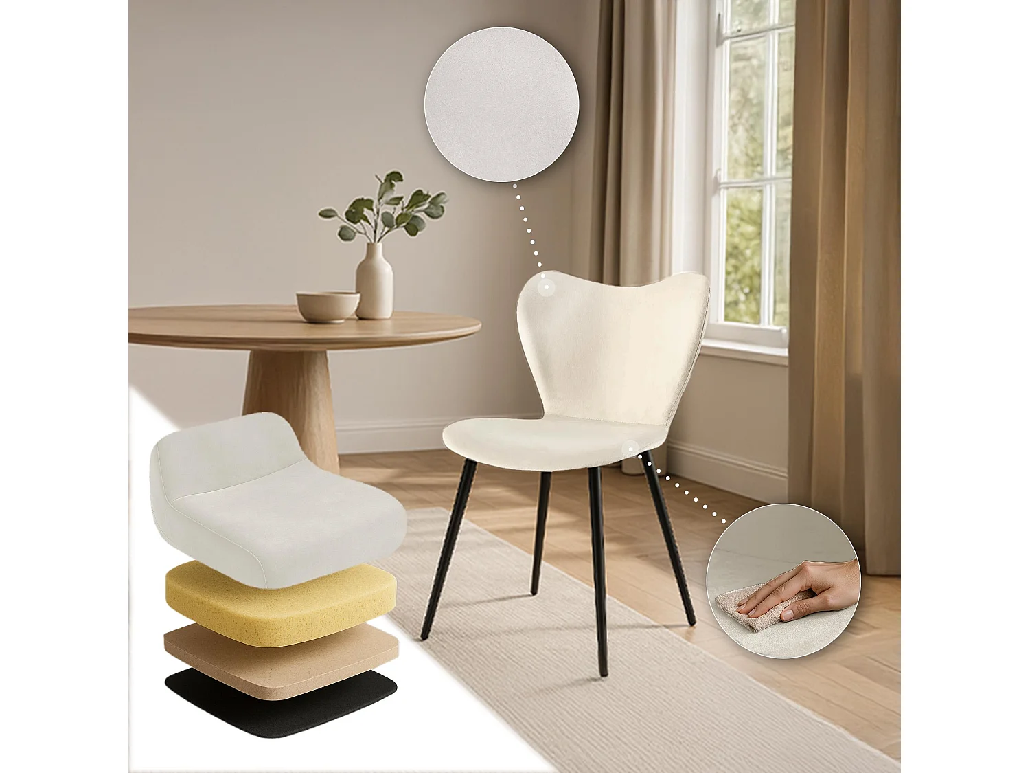 chaise salle à manger - Velours - Gris - Maika