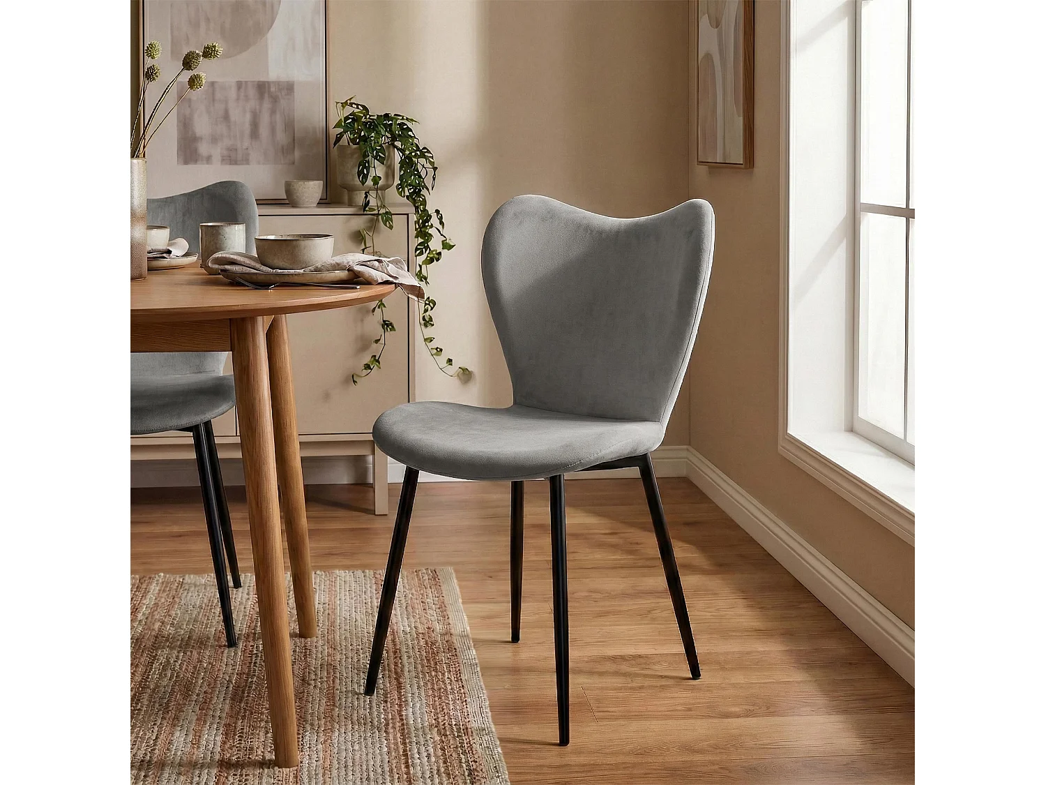 chaise salle à manger - Velours - Gris - Maika