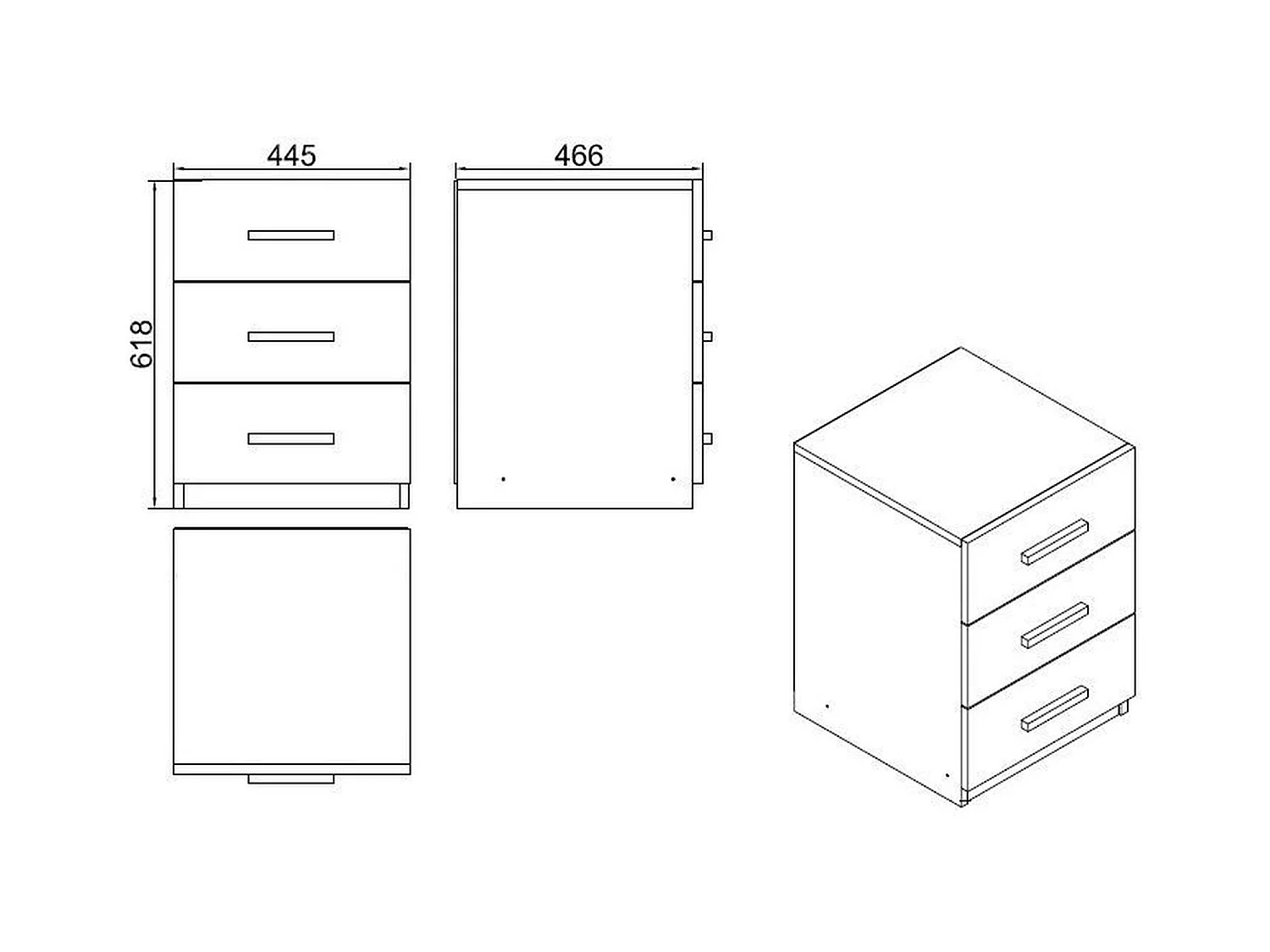 Caisson de bureau 3 tiroirs effet chêne et gris MARFA
